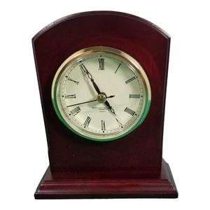 Heritage Mint Timepiece Quartz Desktop Mantel Clock Wood Gold Color 7"H 5.25"W